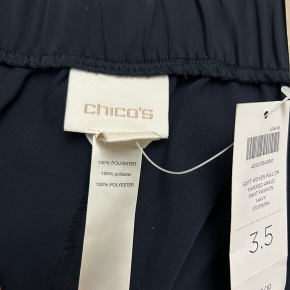Chico's Womens Soft Woven Pull-On Tapered Ankle Pants Size 3.5 Navy Ultimate Fit - Picture 7 of 9
